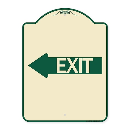 Signmission Exit With Left Arrow Heavy-Gauge Aluminum Architectural Sign, 24" H, 18" L, TG-1824-24607 A-DES-TG-1824-24607